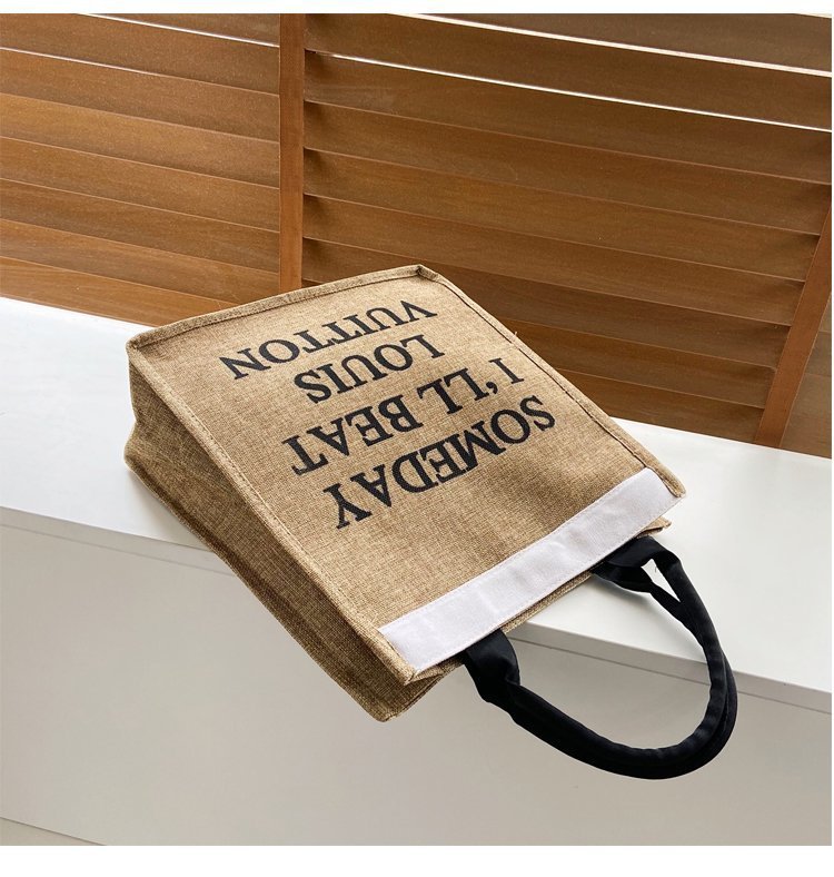 The 2020 autumn new handbag women's large-capacity Korean style lettered linen bag is a trend of large shopping bags for autumn and winter undefined