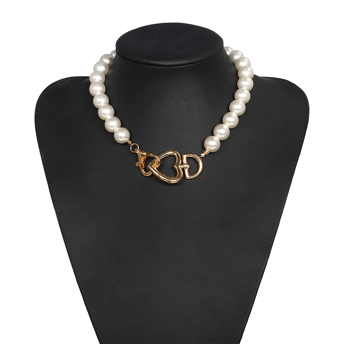 Coeur Perle Costume Mode Mode Rouge Rue Shot Double Coeur Perle Bracelet Collier En Gros Nihaojewelry display picture 3