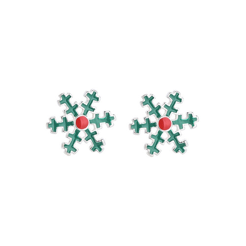 S925 silver diamond dripping oil cute Santa Claus earrings asymmetrical snowflake snowman earrings Christmas gift