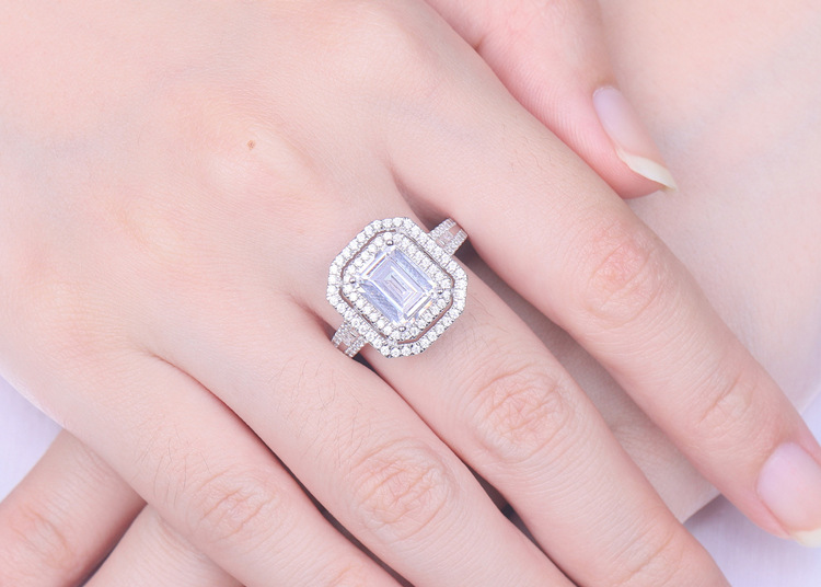 Geometric Pattern 925 Sterling Silver Zircon Geometric Rings