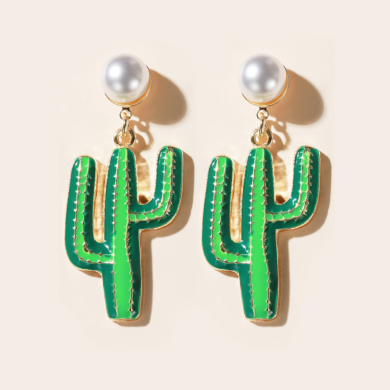 Corée Simple Forêt Perle Vert Boucles D&#39;oreilles Cactus En Gros Nihaojewerly display picture 9