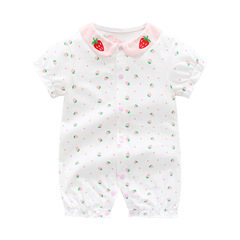 Baby Short Sleeve Bodysuit Summer Thin Infant Pure Cotton Unisex Summer Outfit Hairy Climbing Suit Newborn Clothes Strawberry