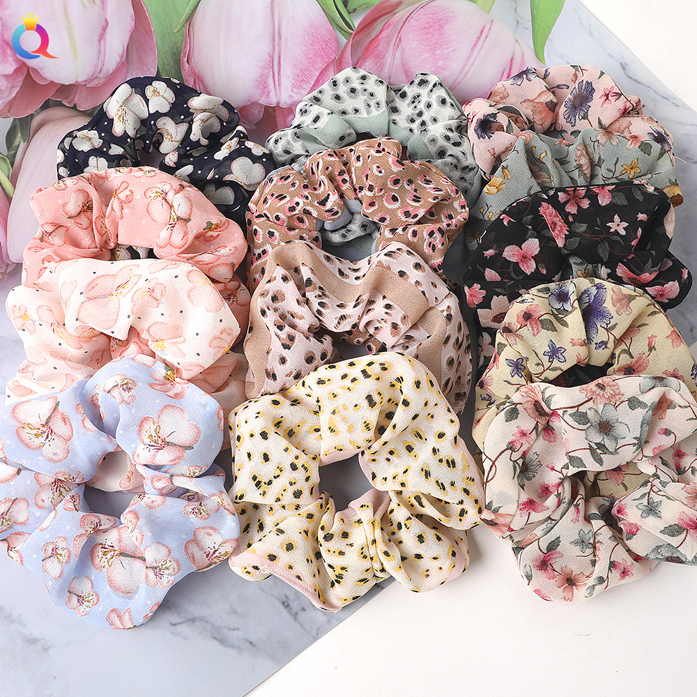 New Fashion Printed Chiffon Hair Ring Fabric Cheap Sweet Hair Ring Wholesale display picture 34