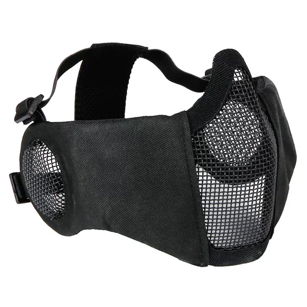 Cross-border Amazon Tactical Steel Wire Protective Mask Outdoor Real Person CS Face and Ear Protection Integrated Half Face Mask