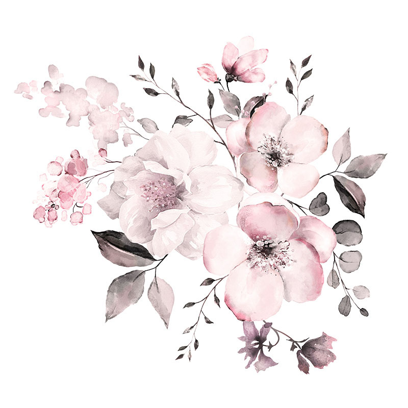 New Wall Sticker 30 Specifications Watercolor Pink Flower Group Home Background Decoration Can Be Removed