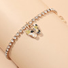 Trend accessory, universal fashionable jewelry, ankle bracelet, European style, diamond encrusted