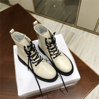 2020 new pattern genuine leather fashion British style Women's Boots black and white angel Frenum Zipper section Fashion Boots Single shoes
