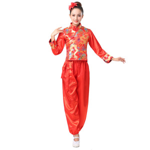 打鼓服中国风表演服舞龙舞狮民族腰鼓服装成人秧歌男女锣鼓演出服