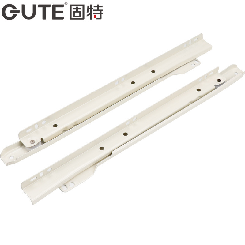 Gute drawer track slide two-section guide rail two-section slide rail muffler rail white nylon wheel mute tray guide