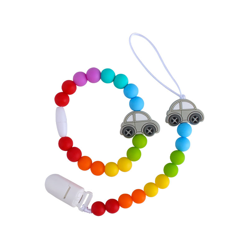 Explosivo bebé suministros plástico chupete clip bebé calmante silicona animal coche juguete mordedor cadena