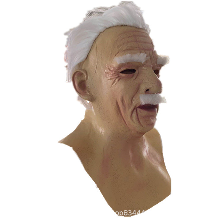 Viejo hombre máscara tocado Halloween nuevo viejo hombre peluca fábrica Ventas Directas Calvo viejo hombre cabeza horror máscara