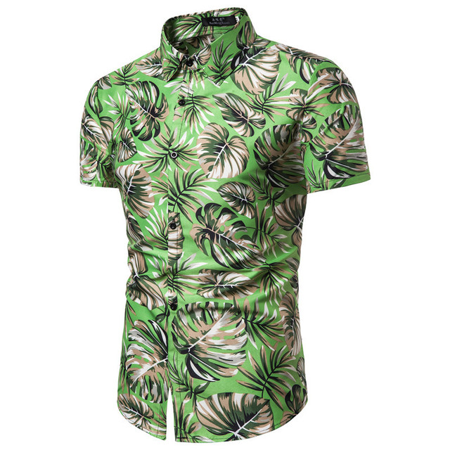 Men’s summer short sleeve floral slim shirt