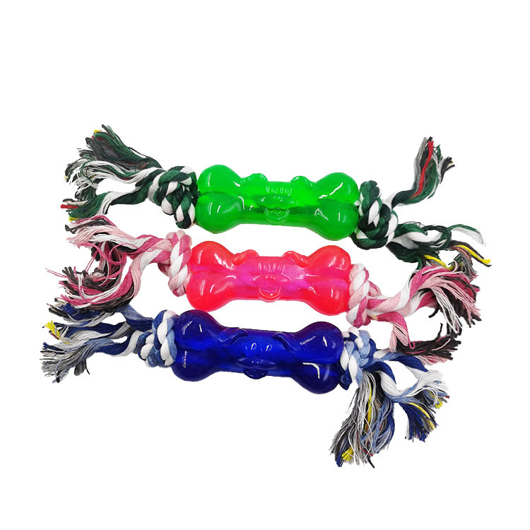 Suministro directo de fábrica TPR cuerda para mascotas perro de juguete cuerda de molienda nudo hueso perro de juguete perro entrenamiento perro Limpieza de dientes cuerda de mordida