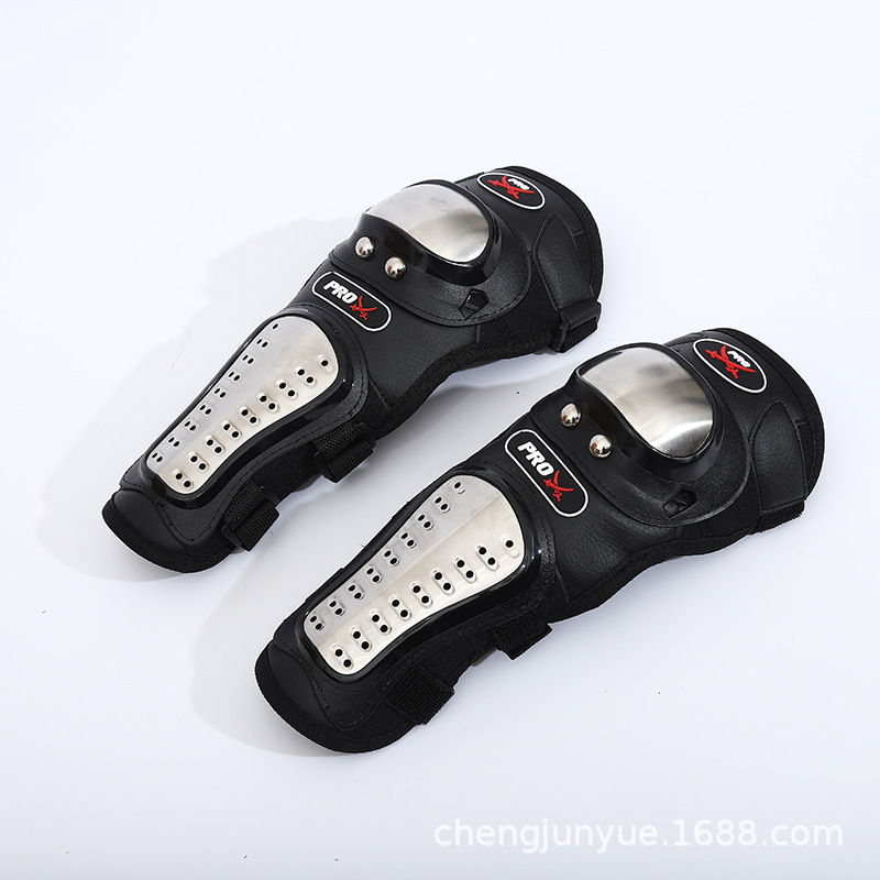 Motocicleta de acero inoxidable rodilla protector codo cuatro piezas conjunto anticaídas motocicleta artículos personalizados protectores
