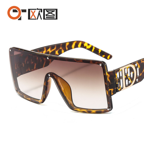 Big D decorative one-piece lens one-piece sunglasses large frame face-shaping European and American diamond-encrusted anti-UV sunglasses 6933