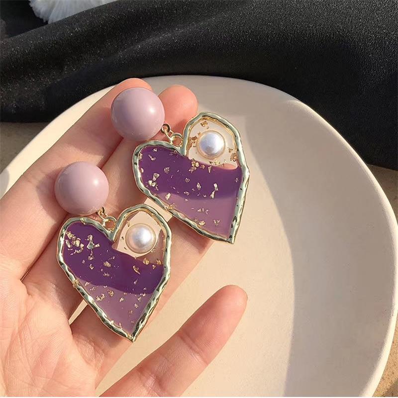 New Fashion Dream Sweet Purple Love Pearl Earrings Nihaojewelry Wholesale display picture 2