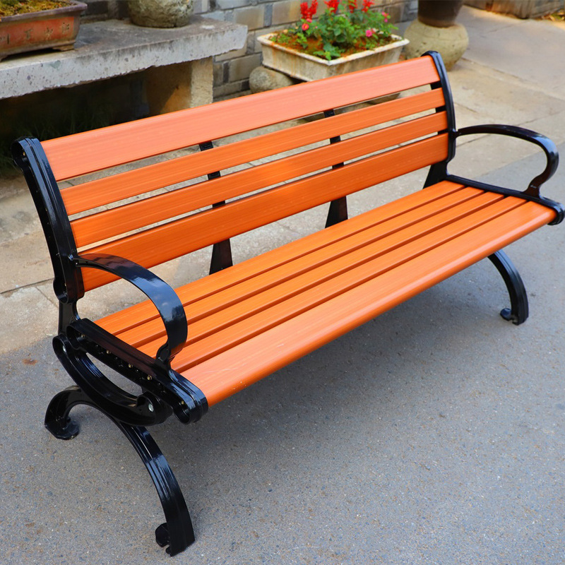 Outdoor backbone park chair community Plastic wood park square chair wooden park chair chairs wood long stool