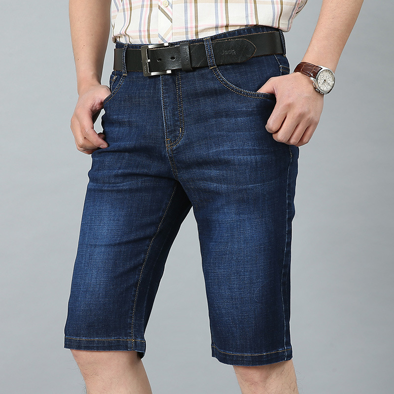 Transfronterizo al por mayor de verano Pantalones cortos de mezclilla de los hombres de negocios de los hombres guapos simples sueltos pantalones de mezclilla quinta juventud casual