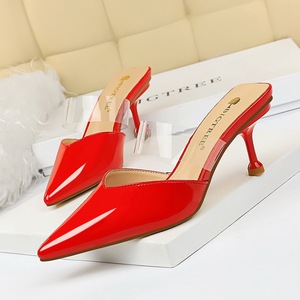 233-2 han edition contracted fine summer sandals for women's shoes with high heels paint shallow pointed mouth transpare