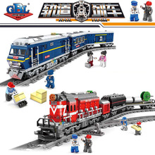 开智98219-20电动轨道列车东风柴油内燃机车儿童拼装积木火车玩具