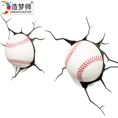 Dream maker Two baseball equipment 3D Decorative Wall Children&#39;s Room Bedside lamp originality Stall originality