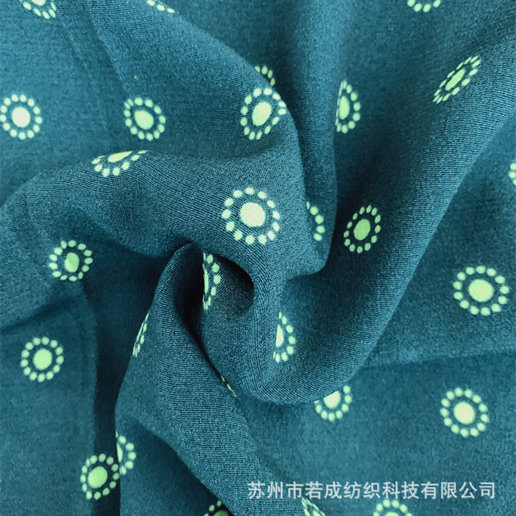 【人丝人棉类】75D/21S富丽绉 荧光色 丝网印花 色牢度高 连衣裙