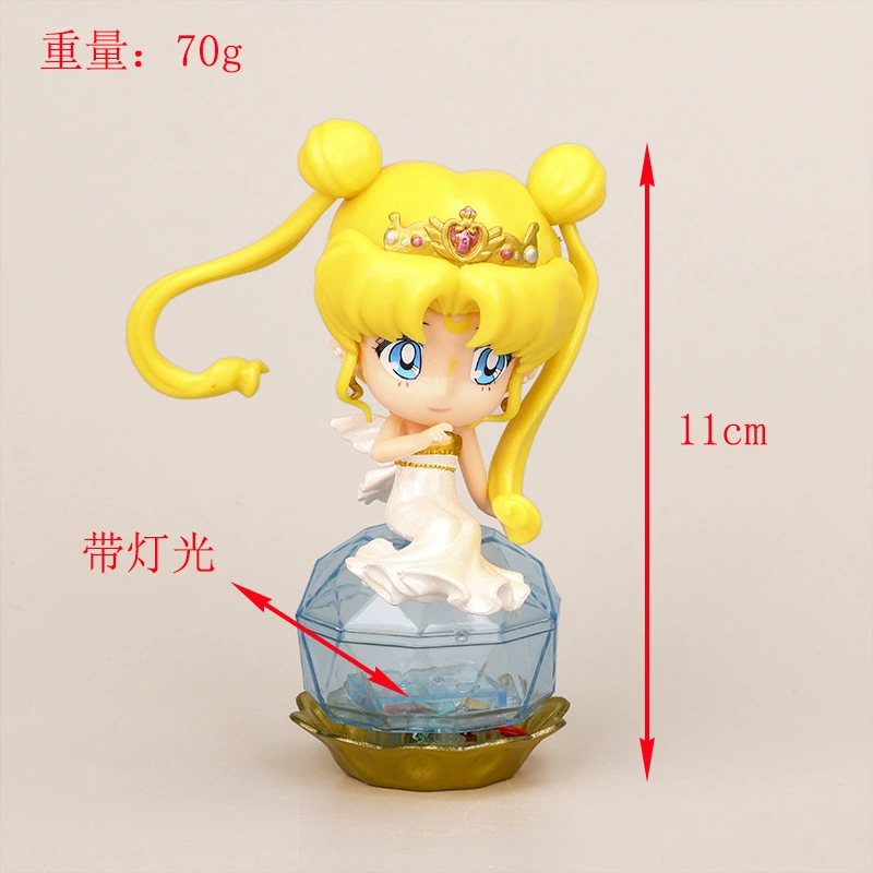 Мини-фигурка (Sailor Moon) с LED-подсветкой, подставка «камень», лёгкая — 91 г