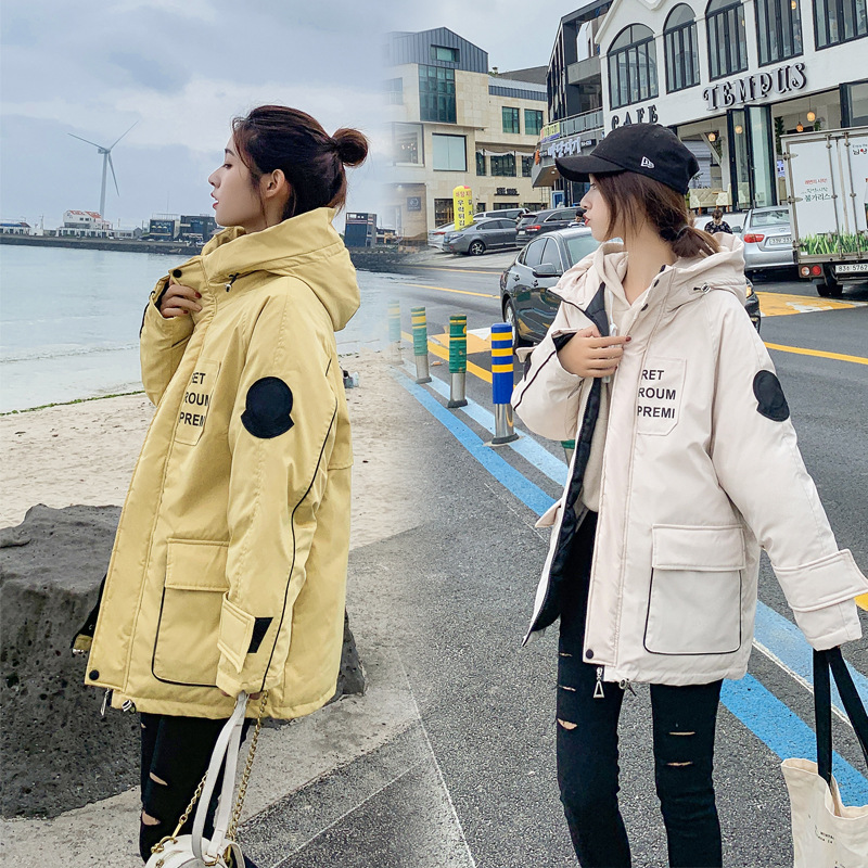 冬装女式羽绒棉服韩版中长款时尚学生款带帽显瘦保暖棉衣棉袄外套
