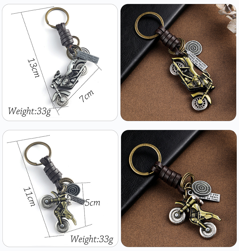 Punk Cowhide Aircraft Harley Motorcycle Keychain display picture 3