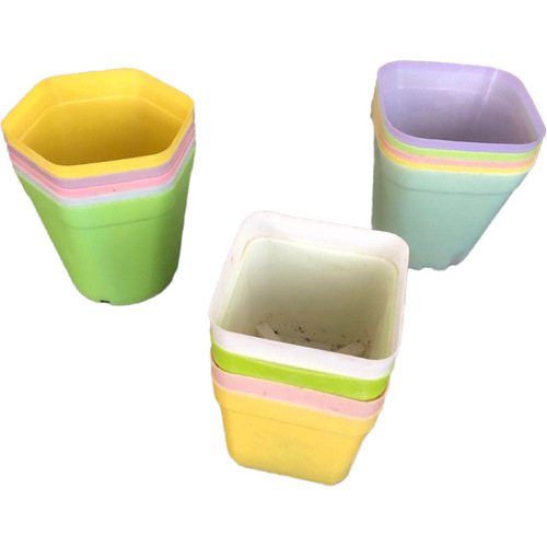 Wholesale of succulent flower pots, factory direct sales, thickened plastic creative small flower pots for seedlings, mini colorful square mouth pots