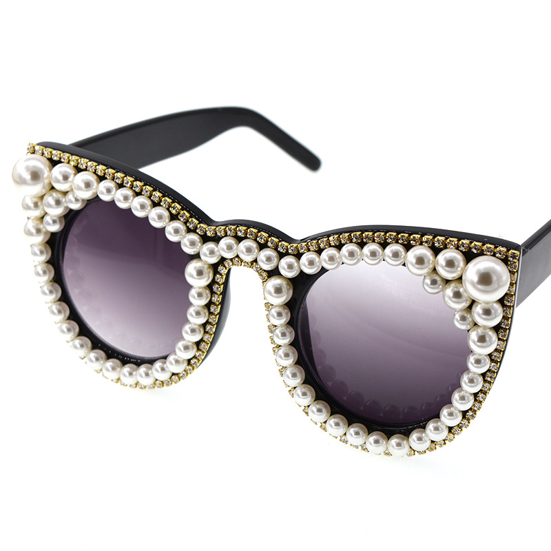 Nueva Moda Simple Cat Eye Diamond Pearl Gafas De Sol Escenario Pasarela Espectáculo Gafas Nihaojewelry Al Por Mayor display picture 5