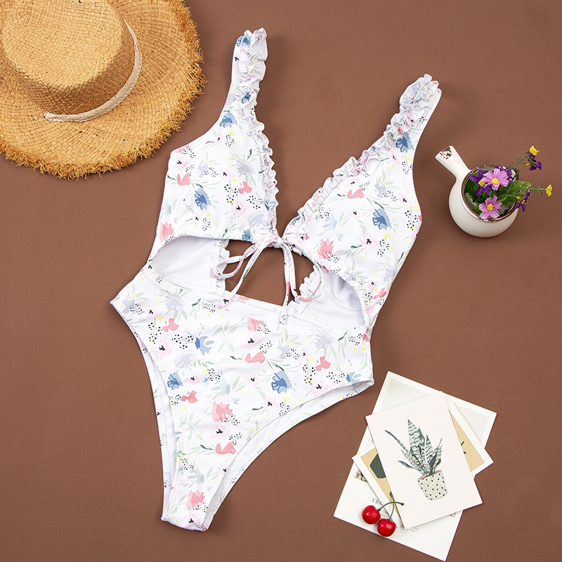 Fashion Hollow Multicolor One-Piece Swimsuit  NSHL42886