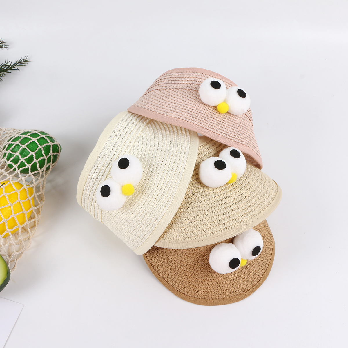 Spring And Summer New Korean Children&#39;s Straw Hat Men And Women Baby Visor Big Eyes Hat display picture 14