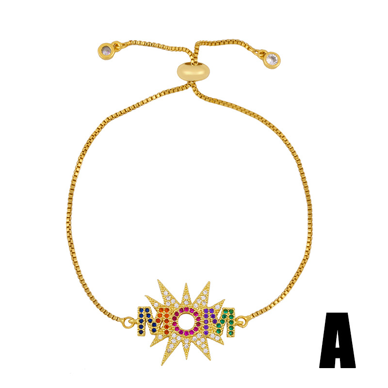 Multicolor Jewelry Fashion Alphabet Mom Bracelet Diamond Adjustable Adjustable Pull Bracelet Wholesale display picture 4