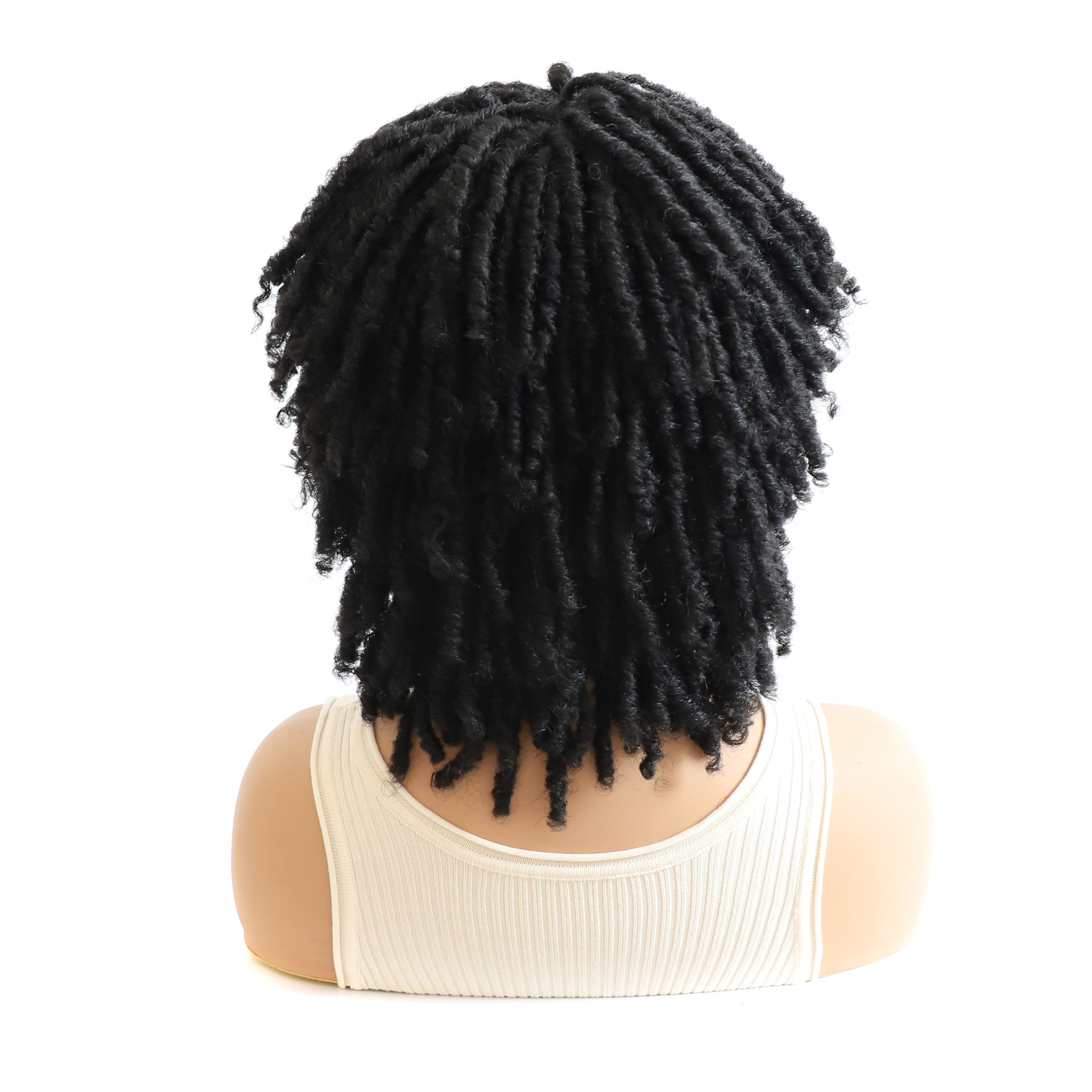 Sintētiskā cirtainā parūka sievietēm ar pītām detaļām_voghion.com