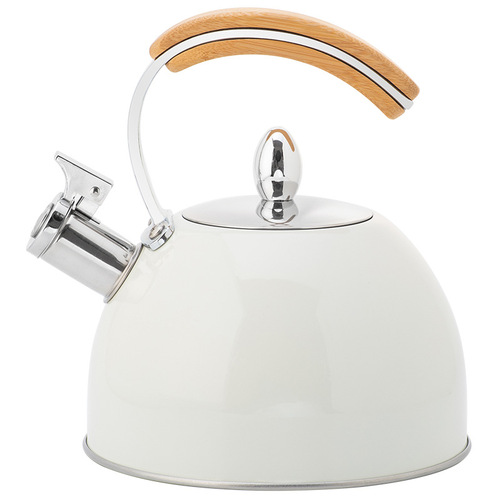 3L wooden handle white whistle kettle Amazon cross-border kitchenware stainless steel whistle kettle gas coffee brewing