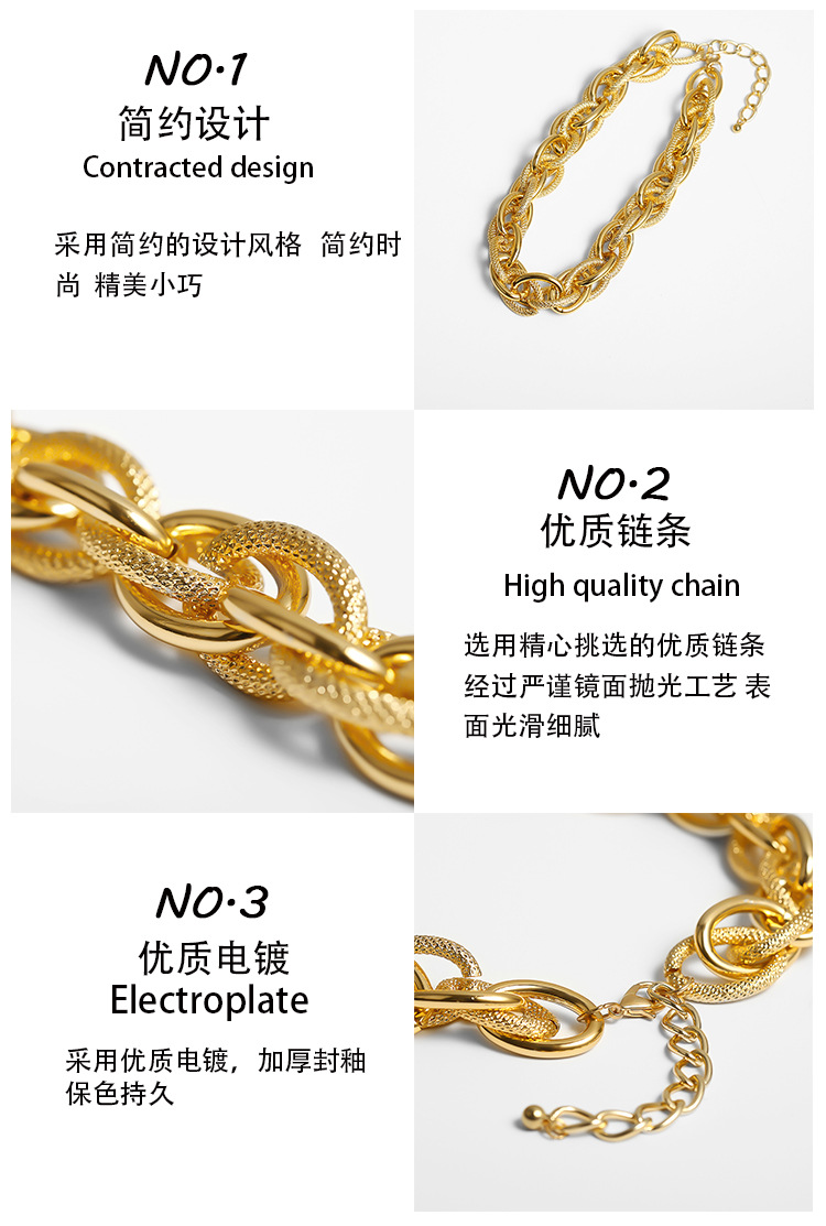 Hip-hop Punk Style Exaggerated Necklace Female Thread Chain Necklace Bracelet display picture 8