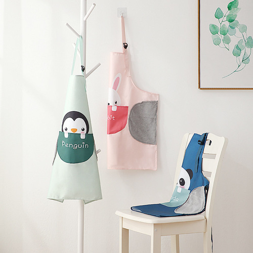 Original design hand-wiping apron for women three-in-one cute apron home kitchen apron with rag waterproof and oil-proof