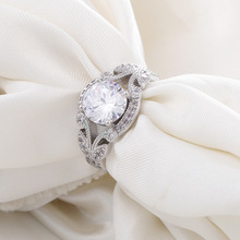 随变 欧美时尚新款公主戒指 钻石套戒 树叶子订婚戒指 厂家现货