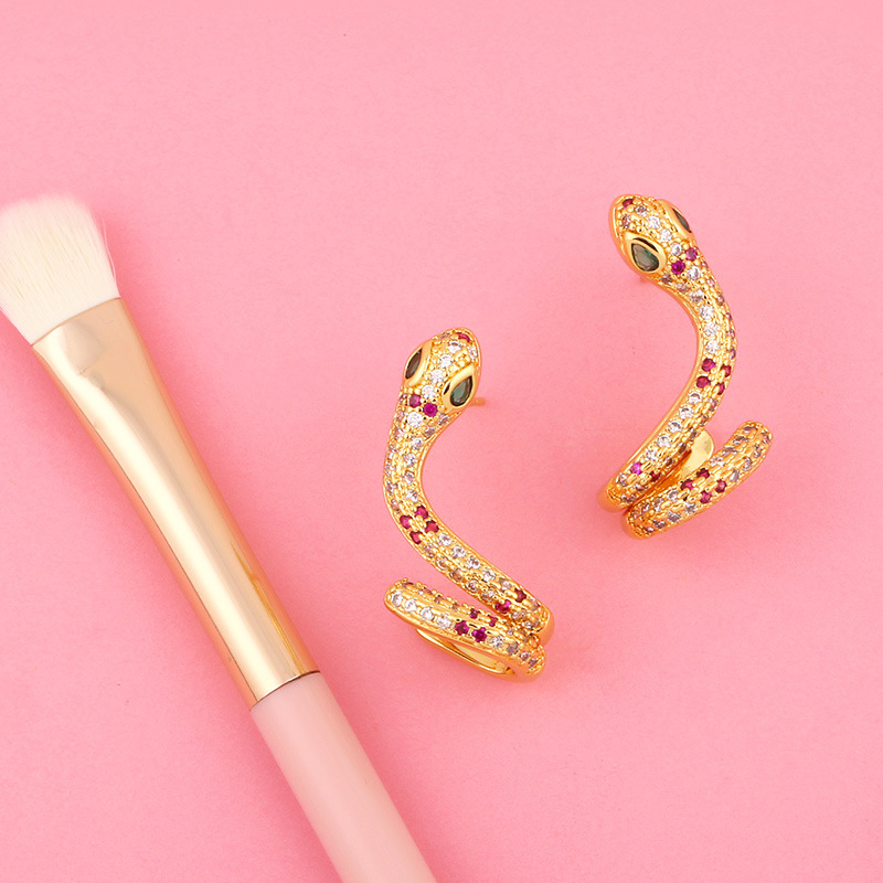 Irregular Ear Bone Clip Snake-shaped Ear Clip Geometric  Hip-hop Diamond Earrings display picture 5