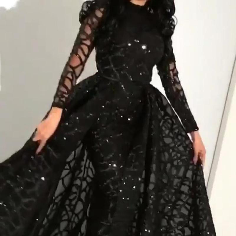 Dametøjsmodeller Slankende kjole Dame selskabskjole Sort kjole med taljelængde_voghion.com