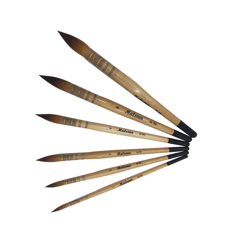 MALEONN conjunto de pinceles de acuarela principiante pintado a mano cabeza redonda nylon negro blanco amarillo cepillo de grasa cepillo fregona