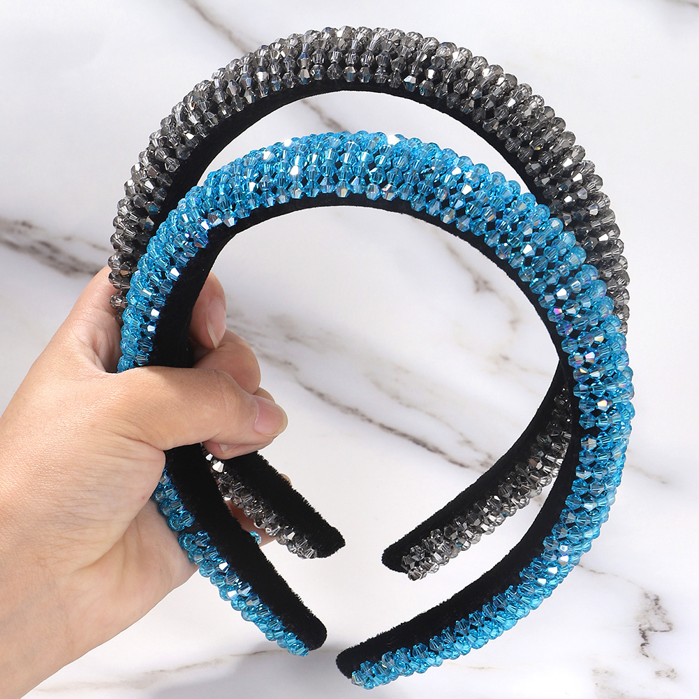 Hot Selling Fashion Beaded Winding Crystal Beads Temperament Sponge Headband display picture 5