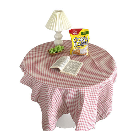 INS Korean style tablecloth plaid small fresh cotton linen background cloth linen linen home decoration desk cloth mat