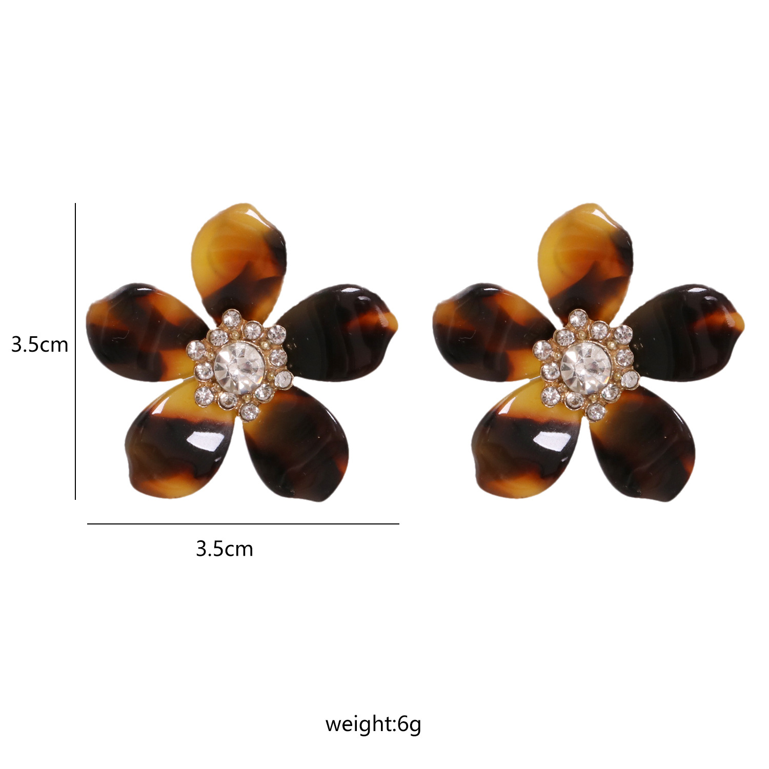 Wholesale Natural Resin Flowers Inlaid With Diamond Ball Earrings For Women display picture 13