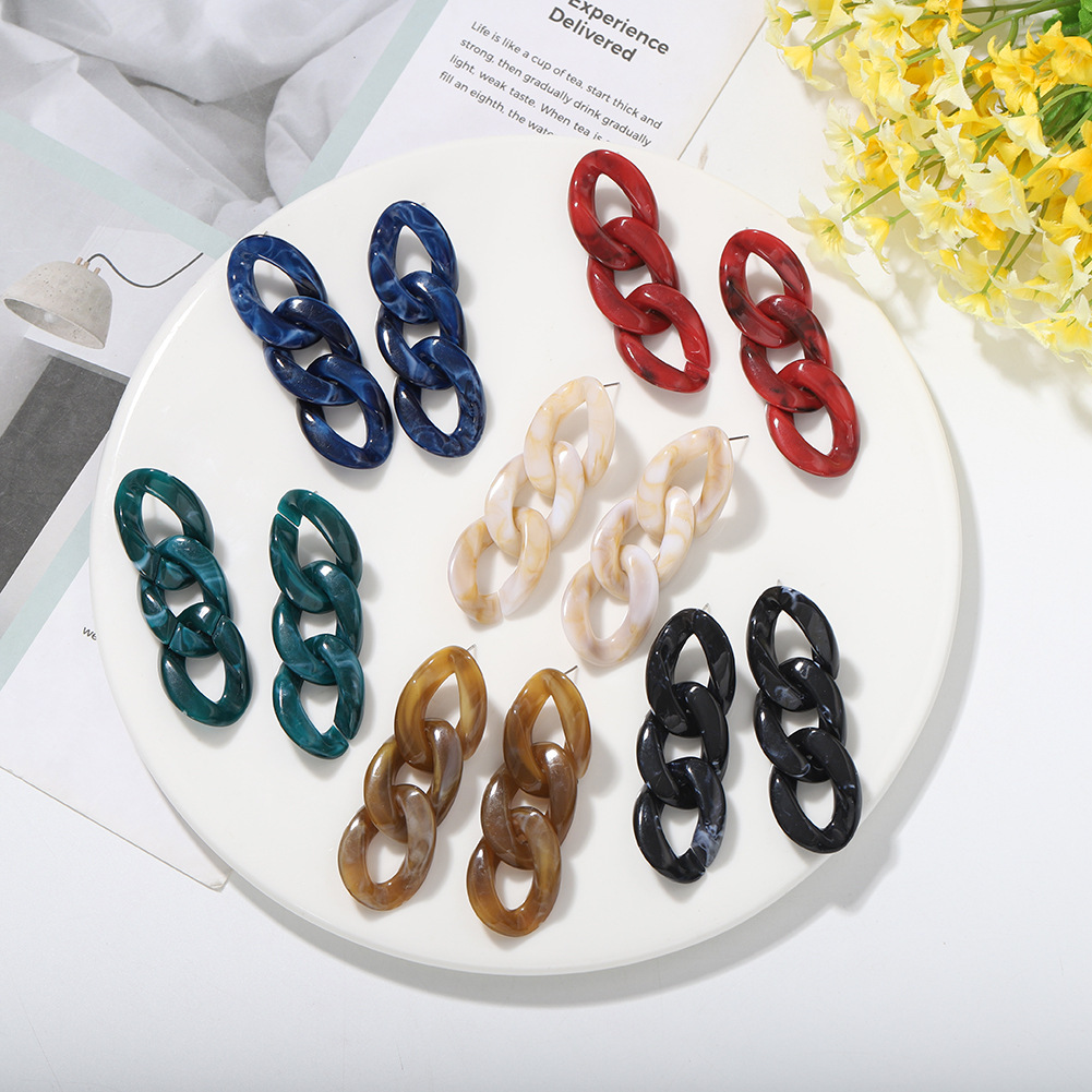 Multi-layer Hanging Resin Earrings Multicolor Cold Wind Creative Fashion Earrings Wholesale Nihaojewelry display picture 2