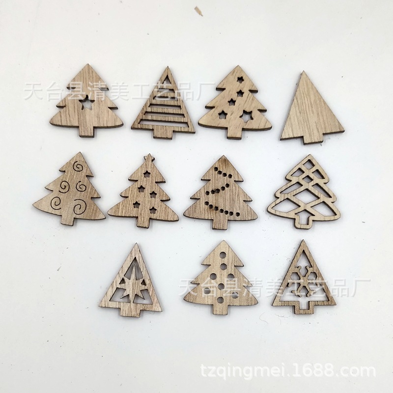 3 decoraciones navideñas de paulownia mezcladas con hojas de madera navideñas de paulownia natural 50 piezas por paquete