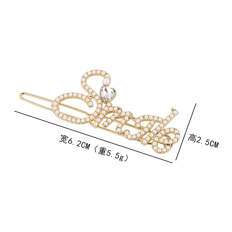 Corea del Sur Dongdaemun popular carta horquilla luz lujo rhinestone perla accesorios para el cabello aleación sonrisa Internet celebridad horquilla al por mayor