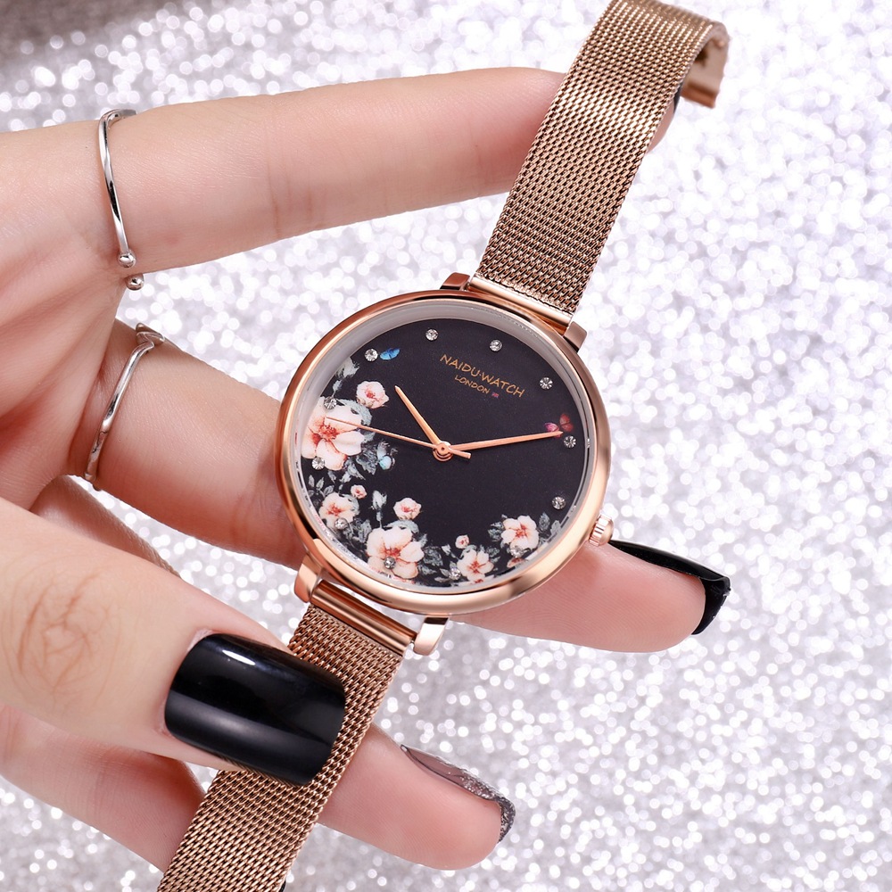 Gedruckter Instagram-Schlichter und modischer Stil Student Quarz Mode Aktivität Schnalle Damenuhr Trend_voghion.com