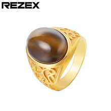 R0788-NK03 外贸饰品批发 个性复古欧美金色猫眼宝石钛钢戒指